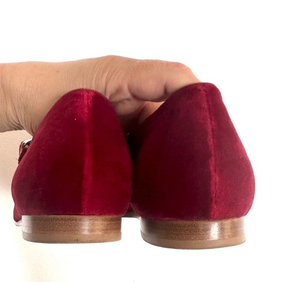 Le Monde Beryl Red Velvet Ballet Mary Jane Shoes with sunburst crystal EU 41 - Picture 8 of 12
